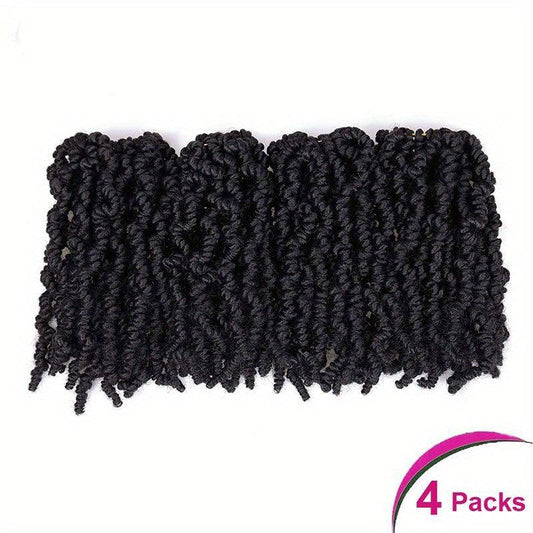 4pack 10inch Short Curly Spring Pre-twisted Braids Crochet Hair Extensions