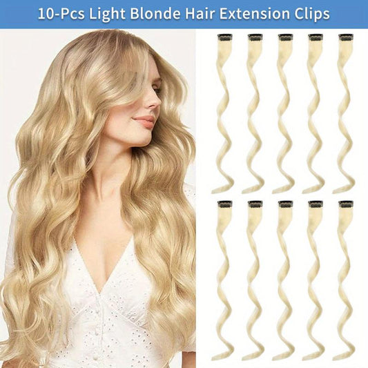 10pcs Long Curly Wavy Hair Pieces Y2K Party Highlights Clip In Hair Extensions