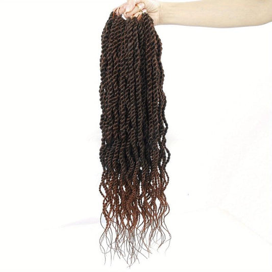 45-72 cm Wavy Senegalese Twist Crochet Hair Braids with Wavy Ends