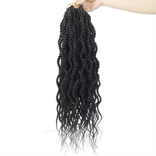 45-72 cm Wavy Senegalese Twist Crochet Hair Braids with Wavy Ends