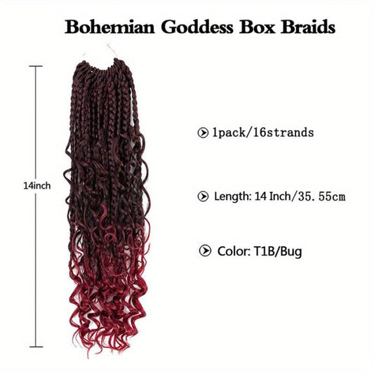14in 8pk Boho Box Braids Curly Ends Pre-loop Crochet Hair Extensions
