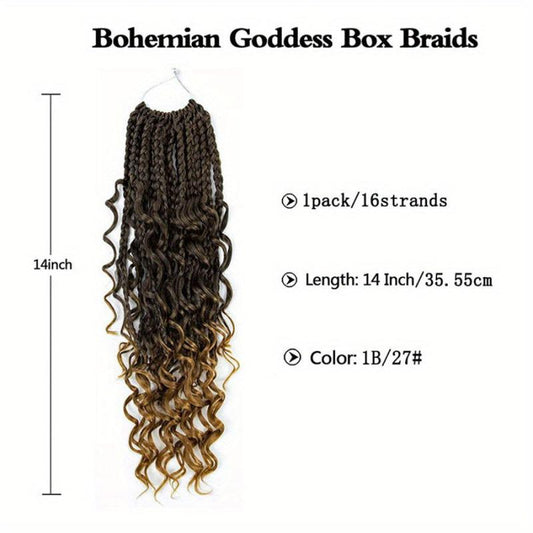 14in 8pk Boho Box Braids Curly Ends Pre-loop Crochet Hair Extensions
