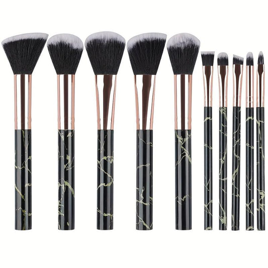 10pcs Marble Makeup Brush Set Soft Hair Foundation Eye Shadow Blush Brush