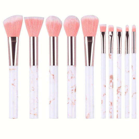 10pcs Marble Makeup Brush Set Soft Hair Foundation Eye Shadow Blush Brush