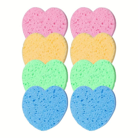 8pcs Heart Shape Natural Facial Sponges Exfoliating Pads