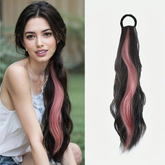 Long Curly Wavy Ponytail Extensions Natural Looking For Daily Use