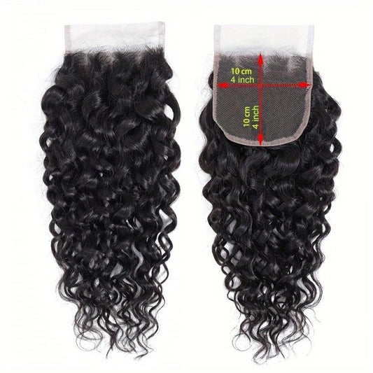 4x4 Water Wave Lace Closure 100% Human Hair Brazilian Curly Wave Closure