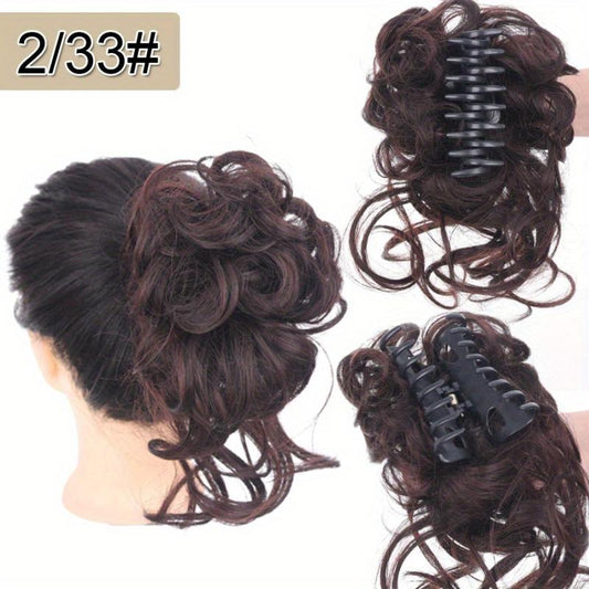 Messy Hair Bun Scrunchies Curly Wavy Chignon Extension Dark Brown