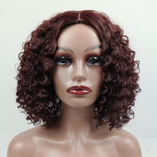 35 56 Cm Short Bob Curly Wigs Middle Part Synthetic Hair Replacement