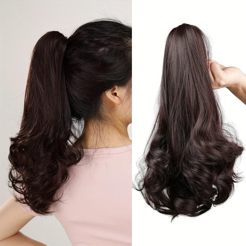Highlight Long Wavy Ponytail Extensions Synthetic Clip In Hair Extensions