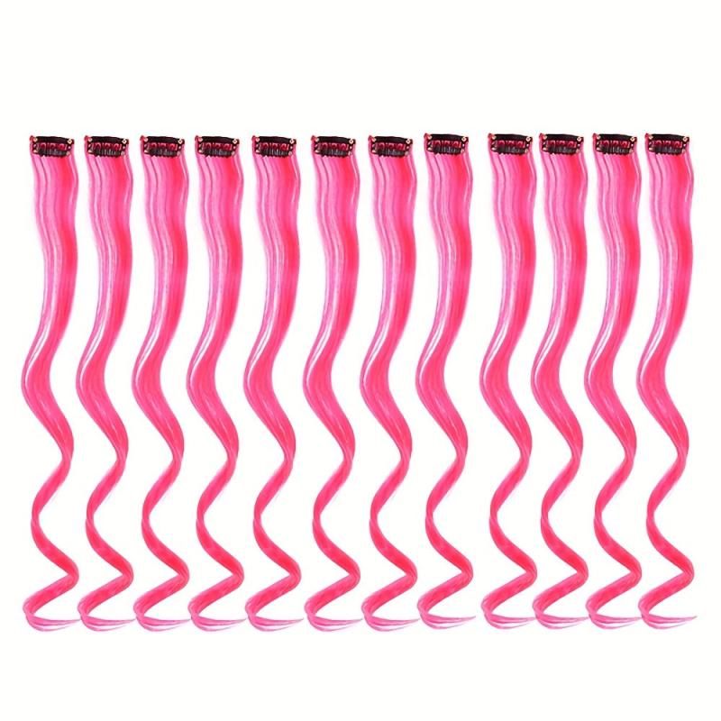 12 Pcs Clip On Hair Extensions Y2K Colored Streaks