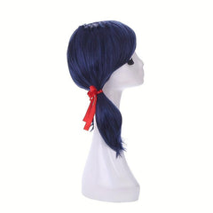 Short Straight Wig With Bangs 2 Ponytail Synthetic Wig