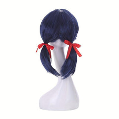 Short Straight Wig With Bangs 2 Ponytail Synthetic Wig