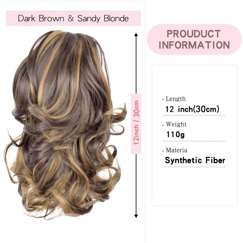 Curly Wavy Ponytail Extension Natural Synthetic Hairpiece For Women