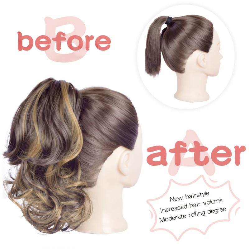 Curly Wavy Ponytail Extension Natural Synthetic Hairpiece For Women