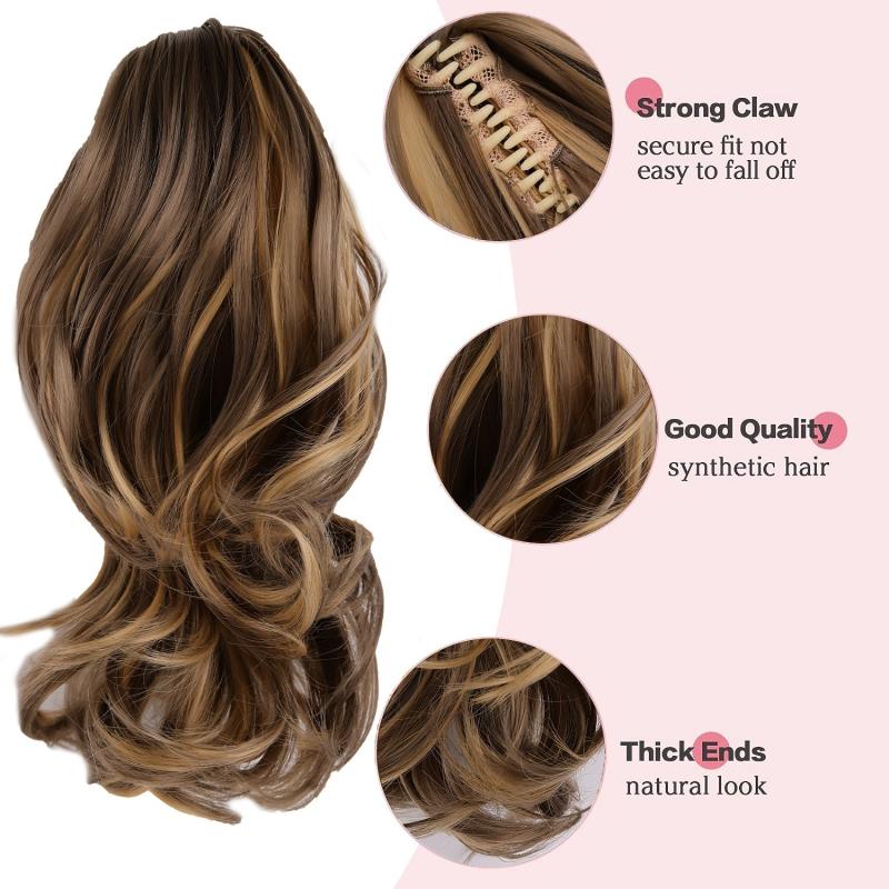 Curly Wavy Ponytail Extension Natural Synthetic Hairpiece For Women