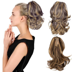 Curly Wavy Ponytail Extension Natural Synthetic Hairpiece For Women