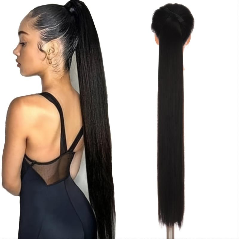 28 Cm Long Straight Clip In Ponytail Extension Synthetic Hairpiece