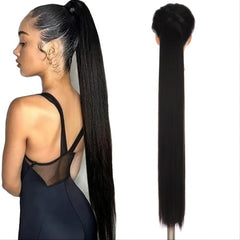 28 Cm Long Straight Clip In Ponytail Extension Synthetic Hairpiece