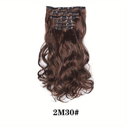 6pcs Wavy Curly Hair Extensions 16 Clip Synthetic Fiber Women