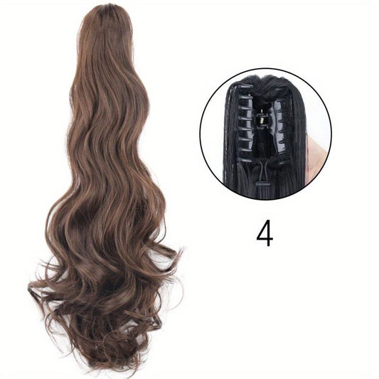 Long Curly Wavy Ponytail Extensions Synthetic Clip In Hair Extensions
