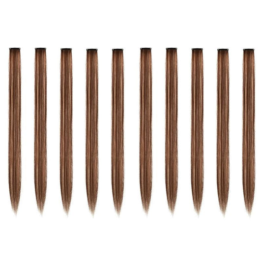 10pcs Brown Blonde Synthetic Clip in Hair Extensions 55 Long Hairpiece