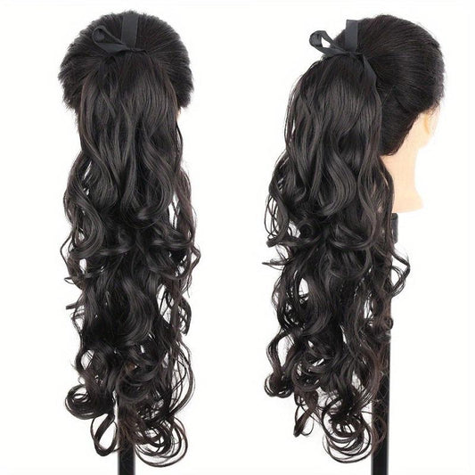 Long Curly Ponytail Extensions 72cm Synthetic Wrap Around Hair Natural Look