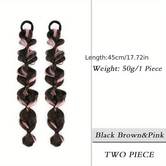 2pcs Long Bubble Ponytail Extensions Soft Synthetic Hair Piece