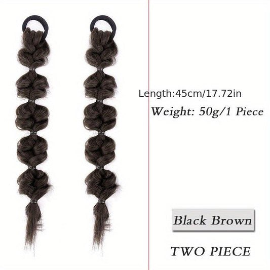 2pcs Long Bubble Ponytail Extensions Soft Synthetic Hair Piece