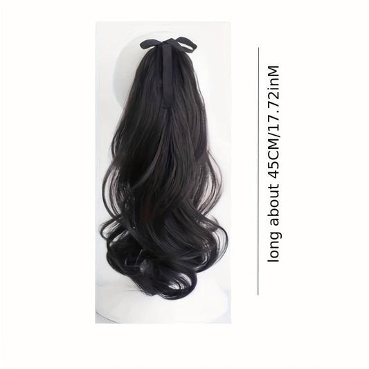 Long Body Wave Ponytail Extensions Synthetic Fiber Hair Tie Wrap Around