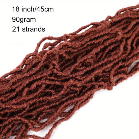 Copper Red Soft Locs Crochet Hair Extensions 44 Cm Pre Looped Goddess Locs