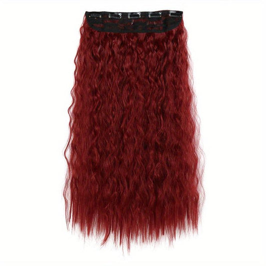 55 88 cm Long Corn Wavy Hair Extensions Synthetic Fiber 5 Clips In Hairpieces