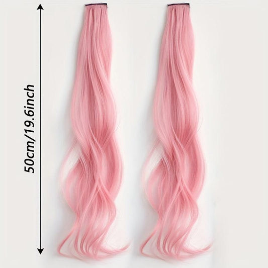 50 8 Cm Colored Long Wavy Hair Extensions Y2K Highlight Hair Pieces