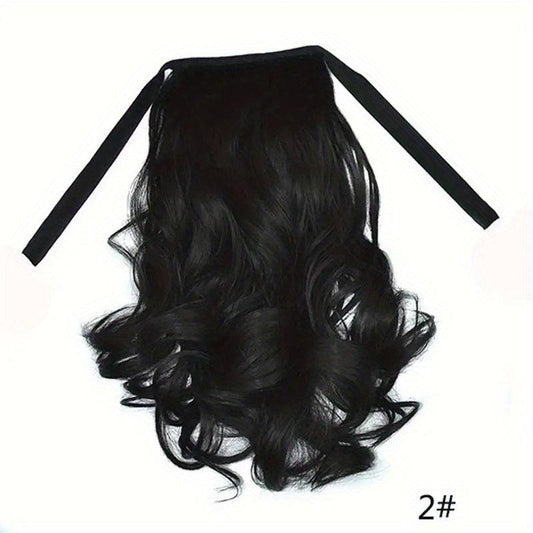 Curly Wavy Ponytail Extensions with Ribbon Tie for Daily Use