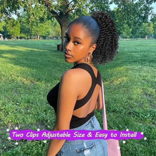 Short Kinky Curly Ponytail Extensions For Women