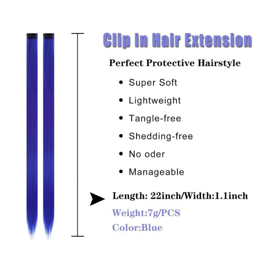 Rainbow Clip-In Hair Extensions Straight Hair Pieces