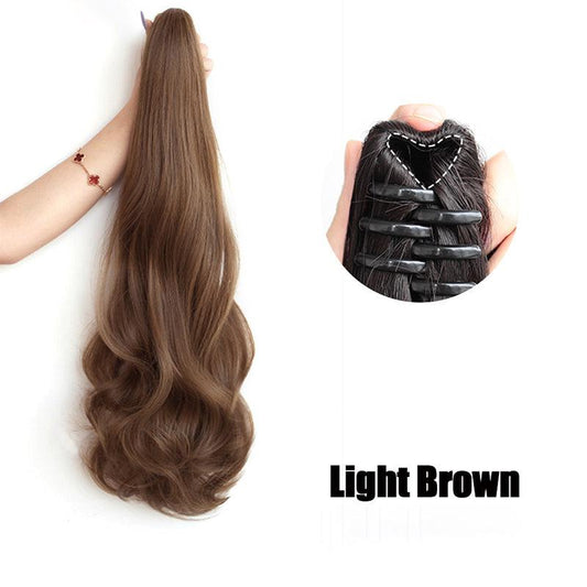 Wavy Claw Clip In Ponytail Hair Extensions Synthetic Fluffy Hairpiece