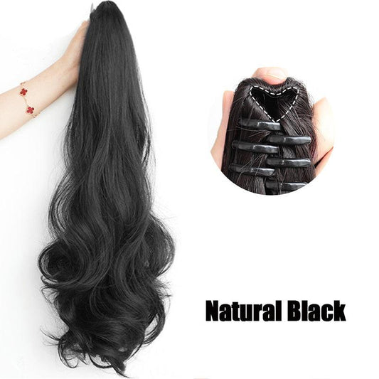Wavy Claw Clip In Ponytail Hair Extensions Synthetic Fluffy Hairpiece
