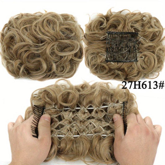 Curly Hair Bun Scrunchie Clip In Ponytail Extensions