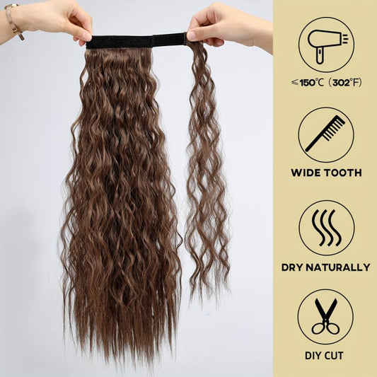 Long Wavy Ponytail Extensions Synthetic Clip In Hair Extensions