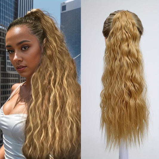 Long Wavy Ponytail Extensions Synthetic Clip In Hair Extensions