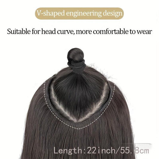 55 88 Cm Long V Part Clip In Hair Extensions Straight Hair Synthetic Fiber Women