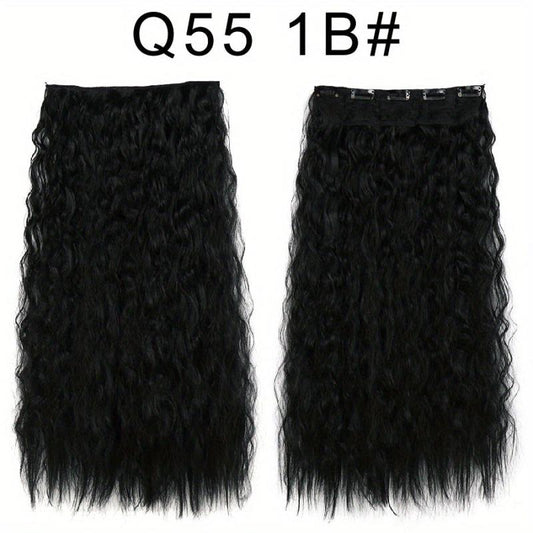 55 88 Cm Long Wavy Hair Extensions 5 Clips In Synthetic Hair For Women Girls