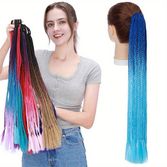 Colorful Braid Ponytail Extensions 12 Roots 60-96 cm Synthetic Hair Extensions