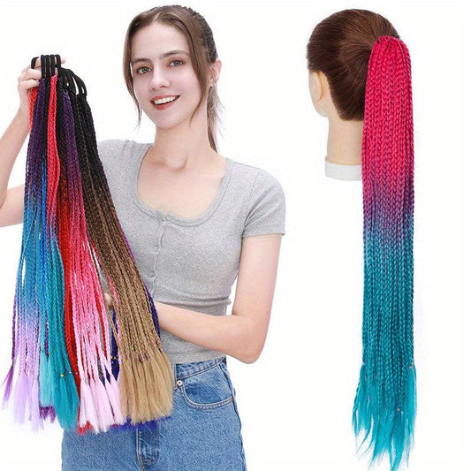 Colorful Braid Ponytail Extensions 12 Roots 60-96 cm Synthetic Hair Extensions