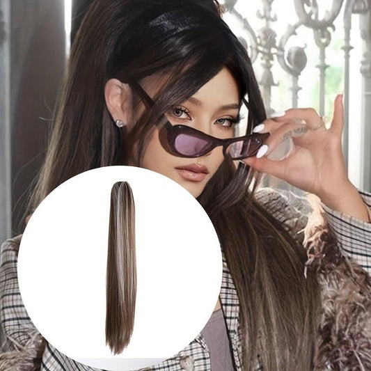 26in Drawstring Ponytail Two Mixed Wig Female Long Hair Pull Rope Ponytail