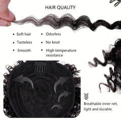 Afro Puff Ponytail Kinky Curly Hair Clip In Bangs