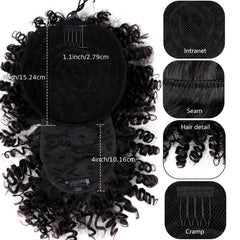 Afro Puff Ponytail Kinky Curly Hair Clip In Bangs