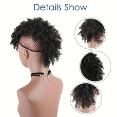 Afro Puff Ponytail Kinky Curly Hair Clip In Bangs