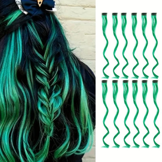 12pcs Y2K Highlight Curly Hair Extensions Hairpiece